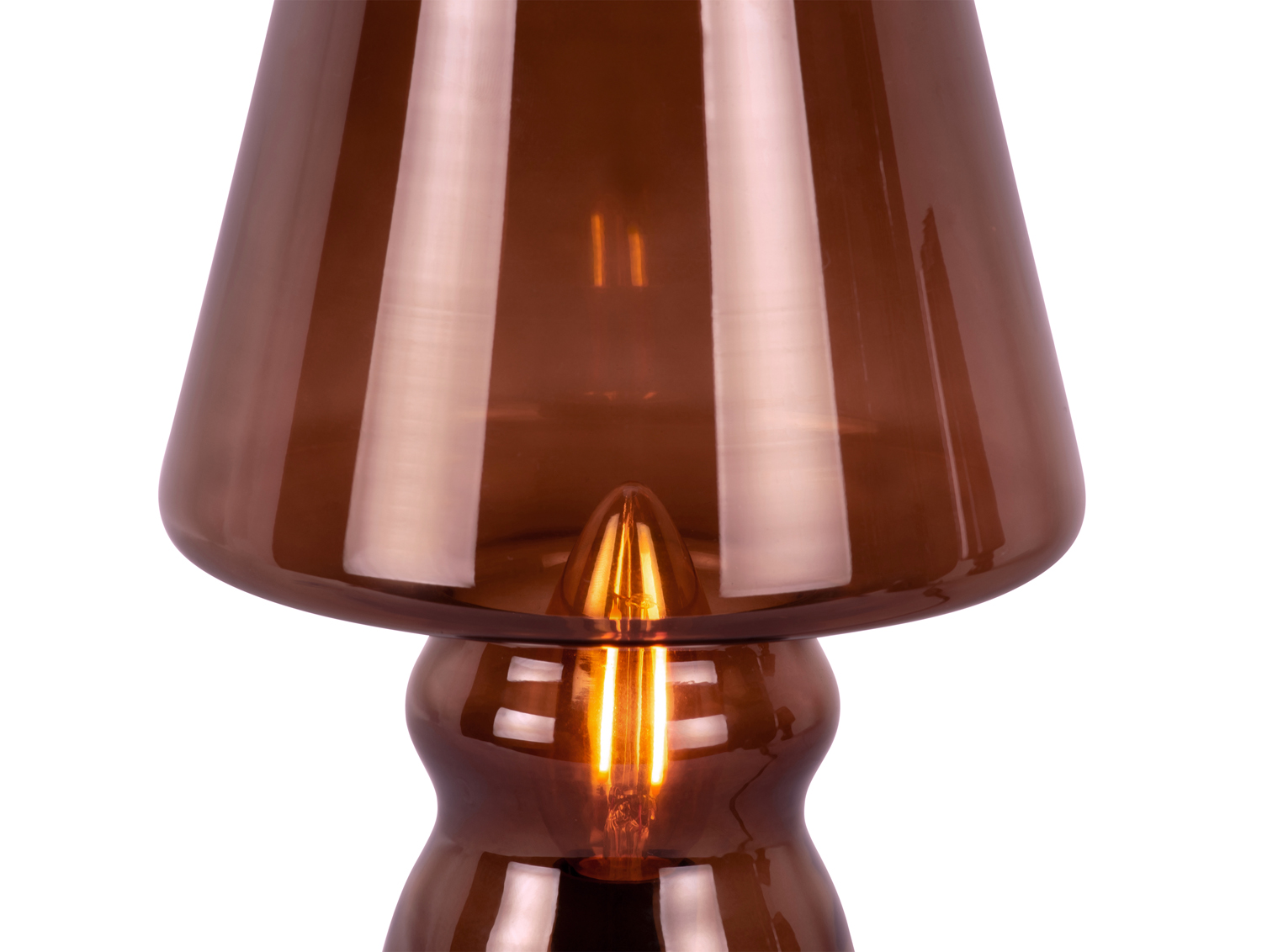 Tischlampe Vintage aus Glas von Leitmotiv in Schokoladenbraun