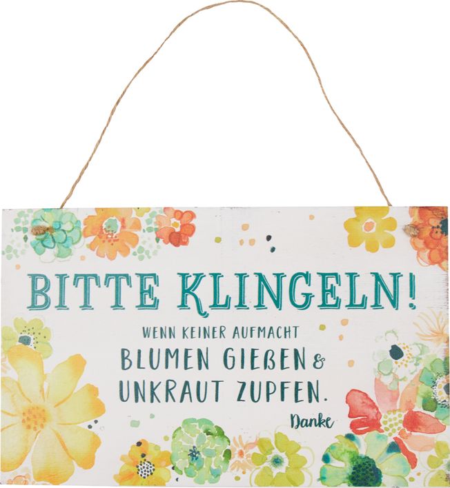 Holzschild „Bitte klingeln!
