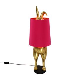 Tischleuchte Hiding Bunny, gold/rot